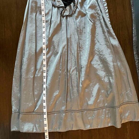 Cecico silk gray A-line sundress with black decoration size S - Picture 8 of 10